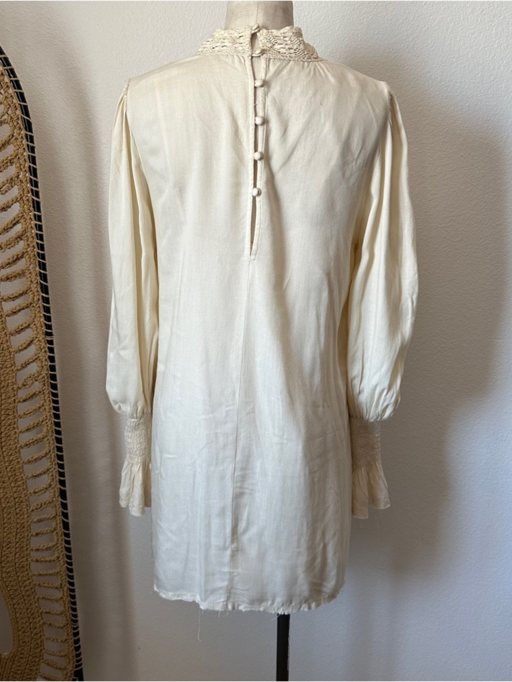Free People Vienna Crochet Trim Mini Dress in Ivory - Picture 5 of 5